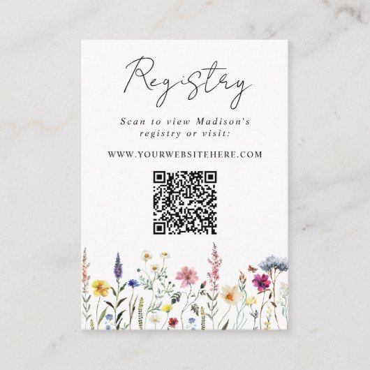 QR-Code für Elegante Wildblume Brautparty Begleitkarte (Vorderseite)