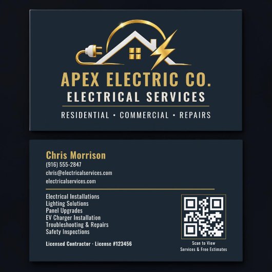 QR-Code für Elektriker - Professionelle Dienstleis Visitenkarte