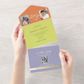 QR-Code für farbenfrohe Hochzeit All In One Einladung (Abreißen)