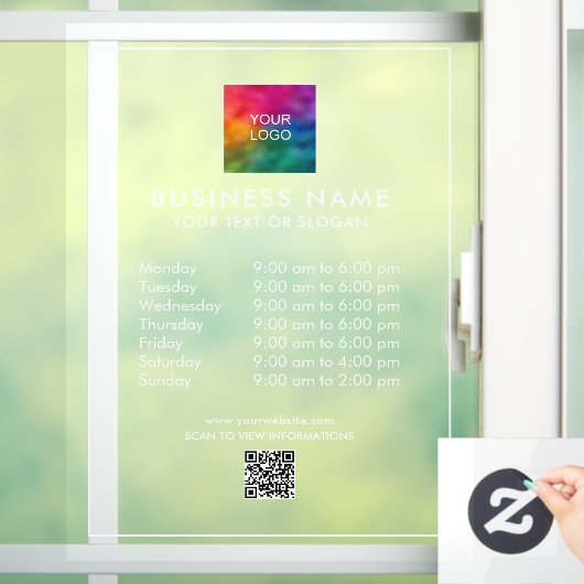 QR-Code für Firmenlogo für Geschäftszeiten Fensteraufkleber (Zuhause)
