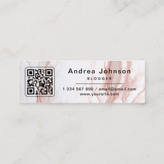 QR-Code für flüssige Creme-Marmor-Chic Mini Visitenkarte (Rückseite)