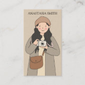 QR-Code für Fotografen | Moderner Kawaii Visitenkarte (Vorderseite)