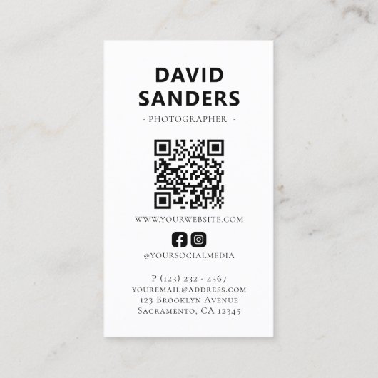 QR-Code für Fotografie Visitenkarte (Rückseite)