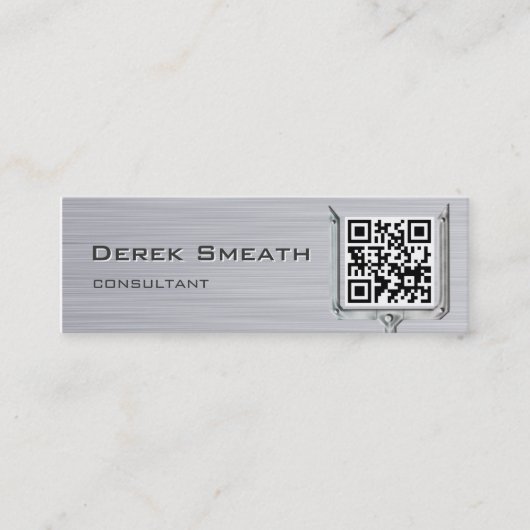 QR-Code für gebürstete Metallkarte Mini Visitenkarte (Vorderseite)