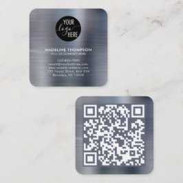 QR-Code für gegossene Metallic-Silber-Firmenlogo Quadratische Visitenkarte
