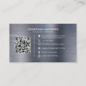 QR-Code für gegossene Metallic-Silber-Firmenlogo Visitenkarte (Rückseite)
