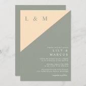 QR-Code für gesäumtes Grün und Creme Einladung (Vorne/Hinten)