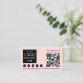 QR-Code für gescannte soziale Medien - rosa Firmen Visitenkarte (Stehend Vorderseite)