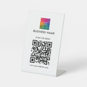 QR-Code für Geschäftsleute Hier Vorlagenprüfmenü Sockelschild