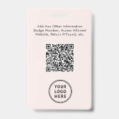 QR-Code für Geschäftsleute Pink-Foto-ID Ausweis (Rückseite)
