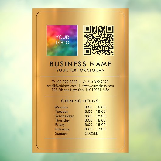 QR-Code für Geschäftslogos - Öffnungszeiten Imitat Fensteraufkleber (Blatt 3)