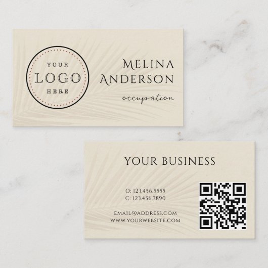 QR-Code für Geschäftsmodelle Tropical Palm Busines Visitenkarte (Vorne/Hinten)