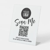 QR-Code für Geschäftstabletten Modern Logo Einfach Sockelschild (Vorderseite)