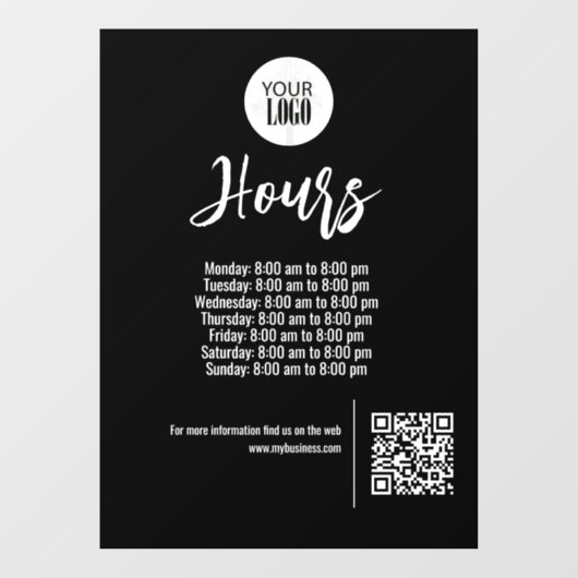 QR-Code für Geschäftszeiten Fensteraufkleber (Blatt)