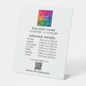 QR-Code für Geschäftszeiten Logo-Benutzerdefiniert Sockelschild (Vorderseite)