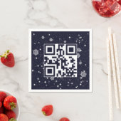 QR-Code für glückliche Ferien auf Schneeflocken Serviette (Beispiel)