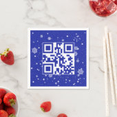 QR-Code für glückliche Ferien auf Schneeflocken Serviette (Beispiel)