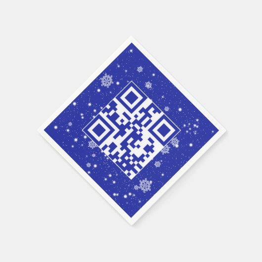 QR-Code für glückliche Ferien auf Schneeflocken Serviette (Ecke)