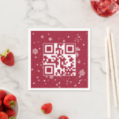 QR-Code für glückliche Ferien auf Schneeflocken Serviette (Beispiel)