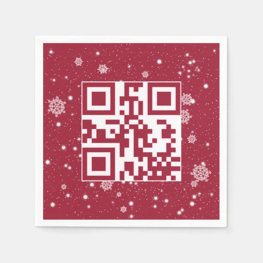 QR-Code für glückliche Ferien auf Schneeflocken Serviette (Vorderseite)
