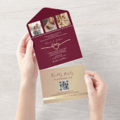 QR-Code für Gold und Burgund All In One Einladung (Abreißen)