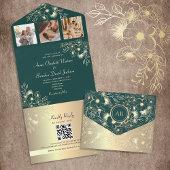 QR-Code für Gold und Emerald Green Wedding All In One Einladung