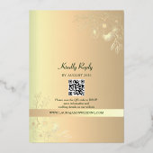 QR-Code für Gold und Emerald Green Wedding Folieneinladung (Rückseite)