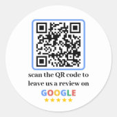 QR-Code für Google-Bewertungen Runder Aufkleber (Vorderseite)