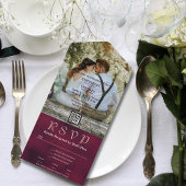 QR-Code für große Foto Burgundy Texture All In One Einladung