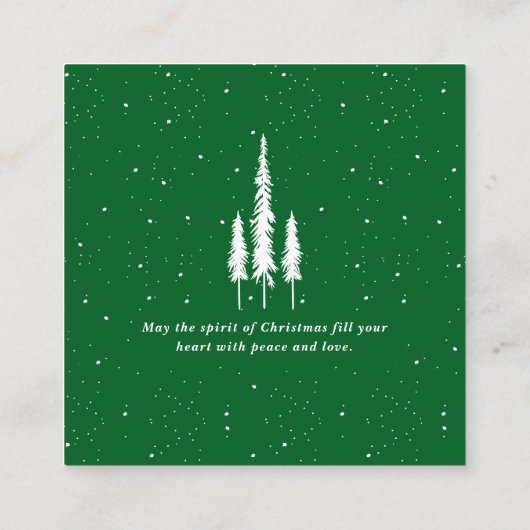 QR-Code für grün und weiß Merry Xmas Quadratische Visitenkarte (Rückseite)