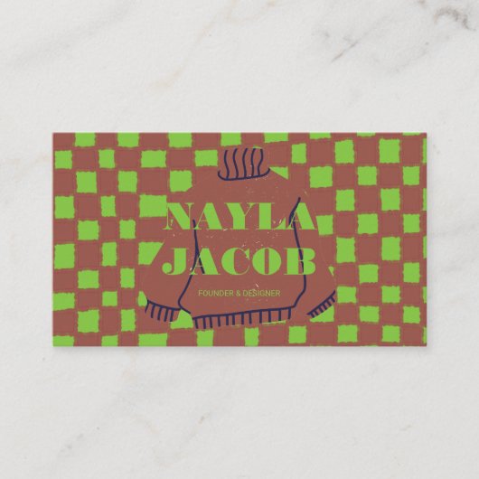 QR-Code für grünbraunes Prüfbrett Handmade Visitenkarte (Vorderseite)