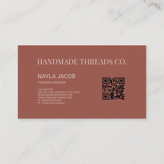 QR-Code für grünbraunes Prüfbrett Handmade Visitenkarte (Rückseite)