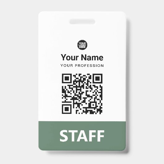 Qr-Code für grüne Mitarbeiter, Bar, Logo, Name Ausweis (Vorderseite)