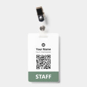 Qr-Code für grüne Mitarbeiter, Bar, Logo, Name Ausweis (Vorderseite mit Clip)