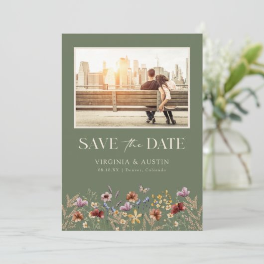 QR-Code für grünes Foto Save the Date (Stehend Vorderseite)