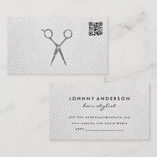 QR-Code für Haarstylle-Silberschere Terminkarte (Vorne/Hinten)