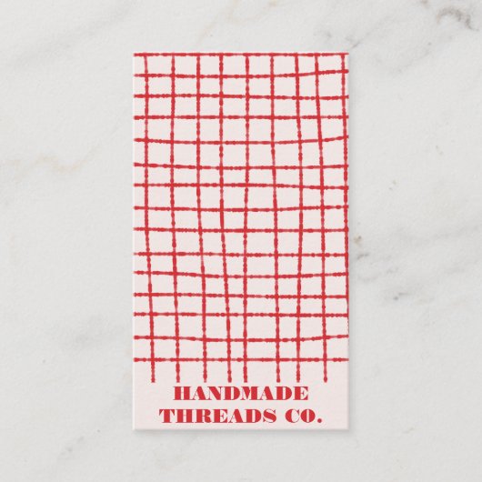 QR-Code für handgefertigte Karo in Rosa Visitenkarte (Vorderseite)