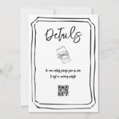 QR-Code für handgezeichnete Schwarz-Weiß-Hochzeite Einladung (Rückseite)