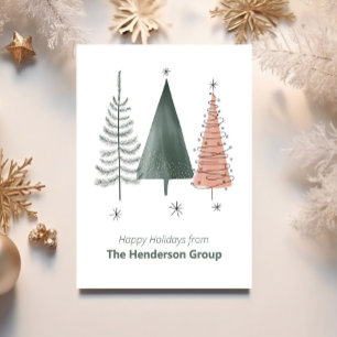 QR-Code für Happy Holidays Trees Business Company Postkarte