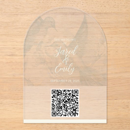 QR-Code für Hochzeiten Acryleinladungen (Vorderseite)