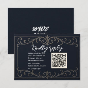 QR-Code für Hochzeiten der RSVP-Karte für Navy RSVP Karte