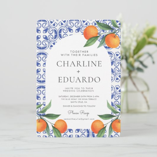 QR-Code für Hochzeiten im Mittelmeer Einladung (Stehend Vorderseite)