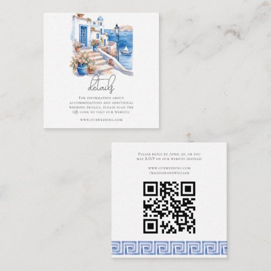 QR-Code für Hochzeiten in Griechenland Begleitkarte (Vorne/Hinten)