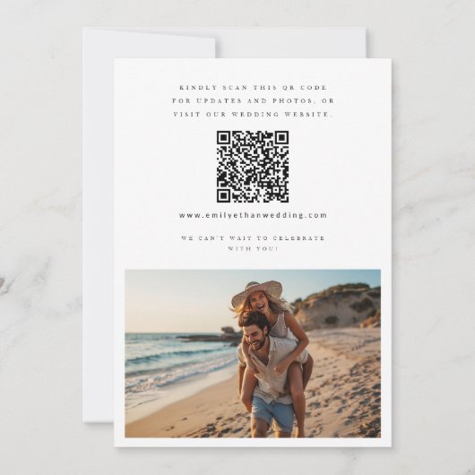 QR-Code für Hochzeiten Minimalistischer Zielort - Save The Date (Rückseite)