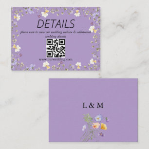 QR-Code für Hochzeiten mit lila Wildblume Begleitkarte