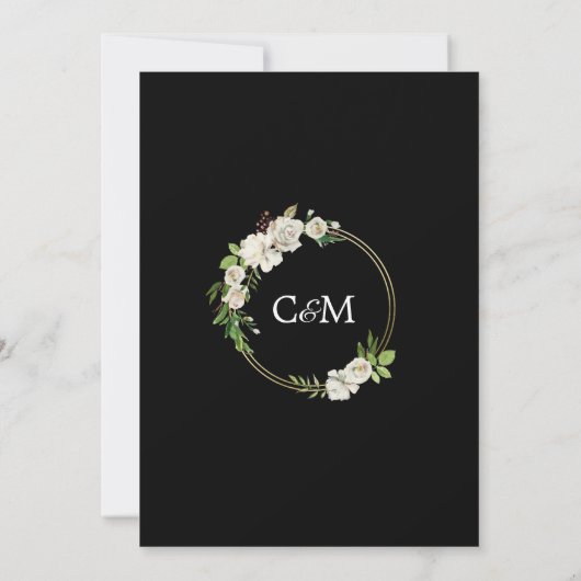 QR-Code für Hochzeiten mit weißem schwarzem Gold Einladung (Rückseite)