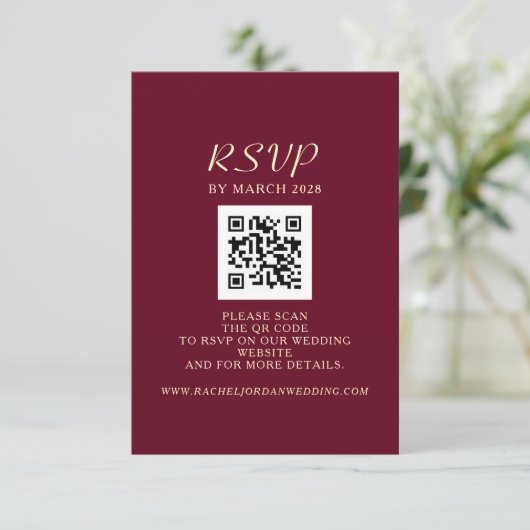 QR-Code für Hochzeiten RSVP Karte (Stehend Vorderseite)
