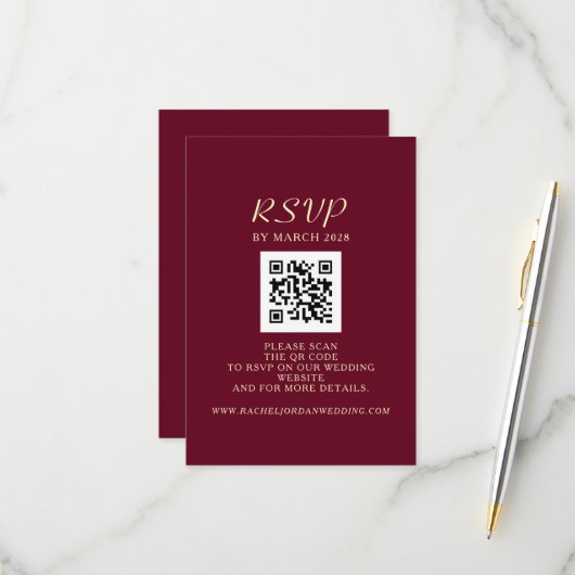 QR-Code für Hochzeiten RSVP Karte (Vorderseite/Rückseite Beispiel)