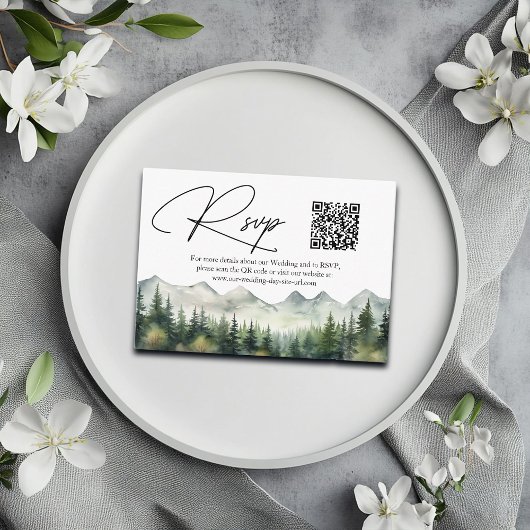 QR-Code für Hochzeiten RSVP-Karte für Berge und Pi Begleitkarte