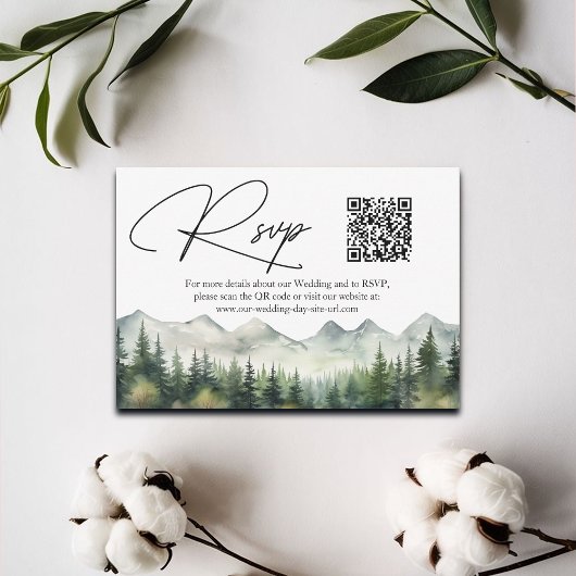 QR-Code für Hochzeiten RSVP-Karte für Berge und Pi RSVP Karte
